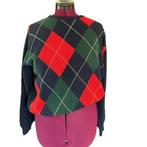 Pringle of Scotland Cashmere Argyle pattern crew neck sweater - Size 12-14